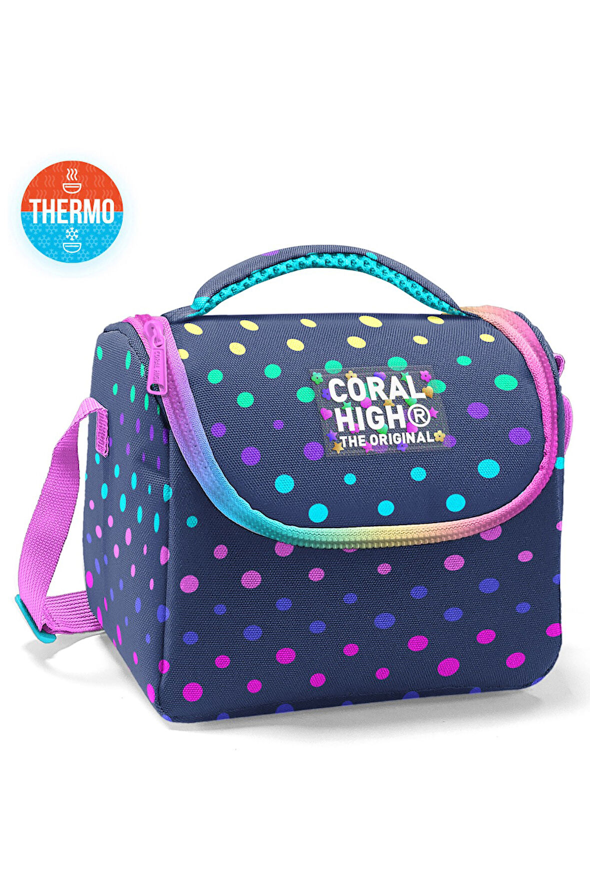 Coral High Kids Lacivert Renkli Puantiyeli Desenli Thermo Beslenme Çantası 22772