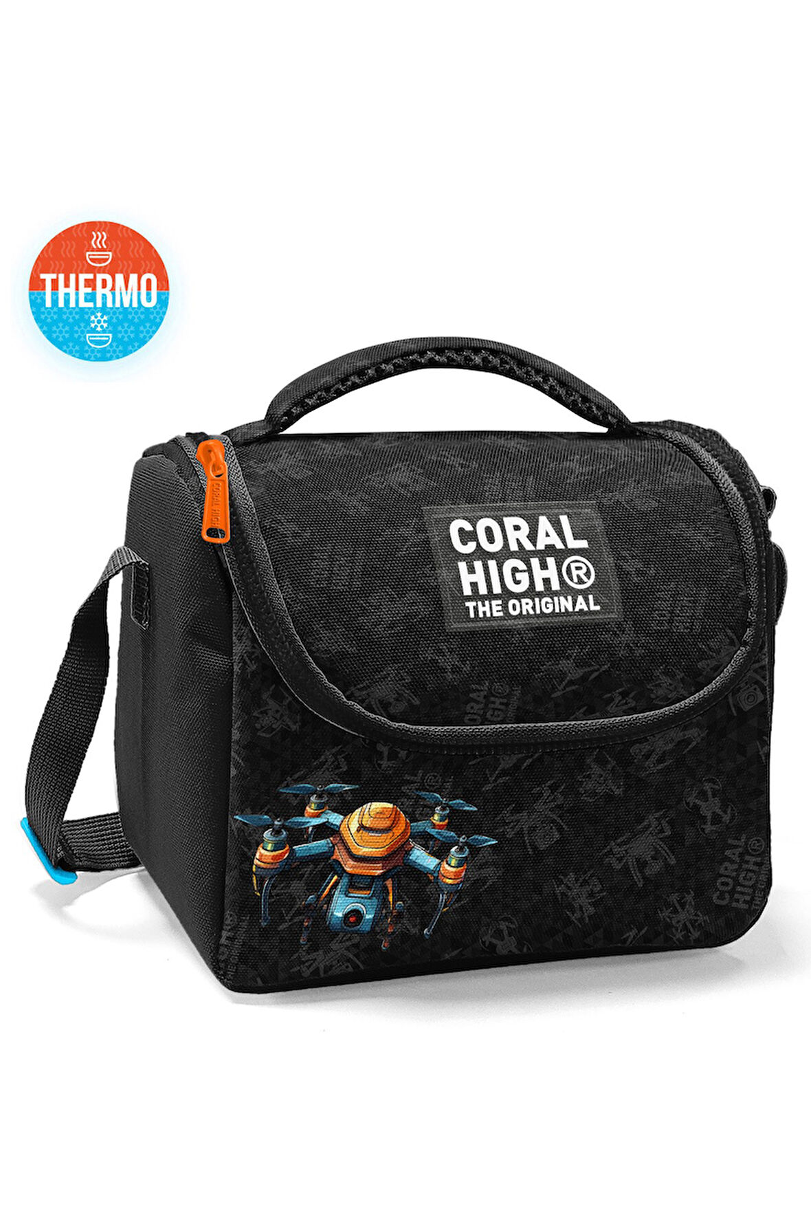 Coral High Kids Siyah Drone Desenli Thermo Beslenme Çantası 22791