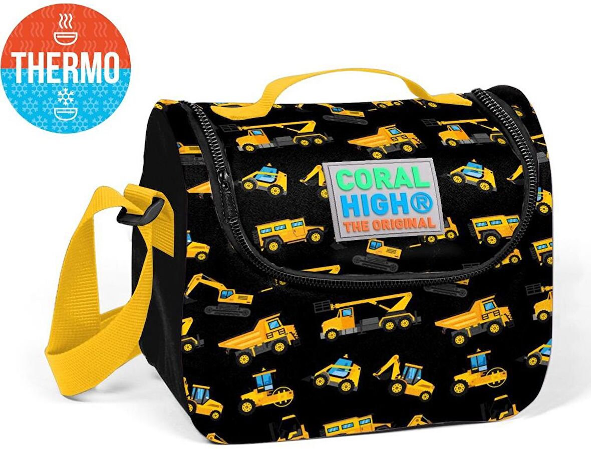Coral High Sİyah Dozer Desenli Termoslu Beslenme Çantası - Erkek Çocuk