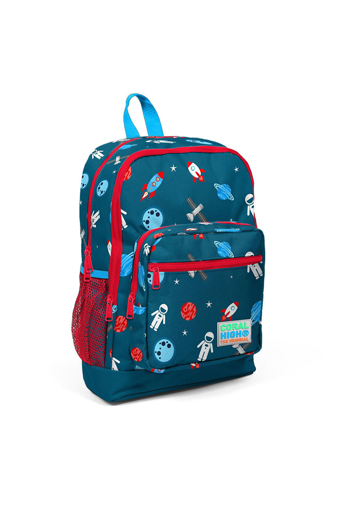 Coral High Kids Lacivert Uzay Desenli USB Şarjlı Kulaklık Çıkışlı Okul Sırt Çantası 23290