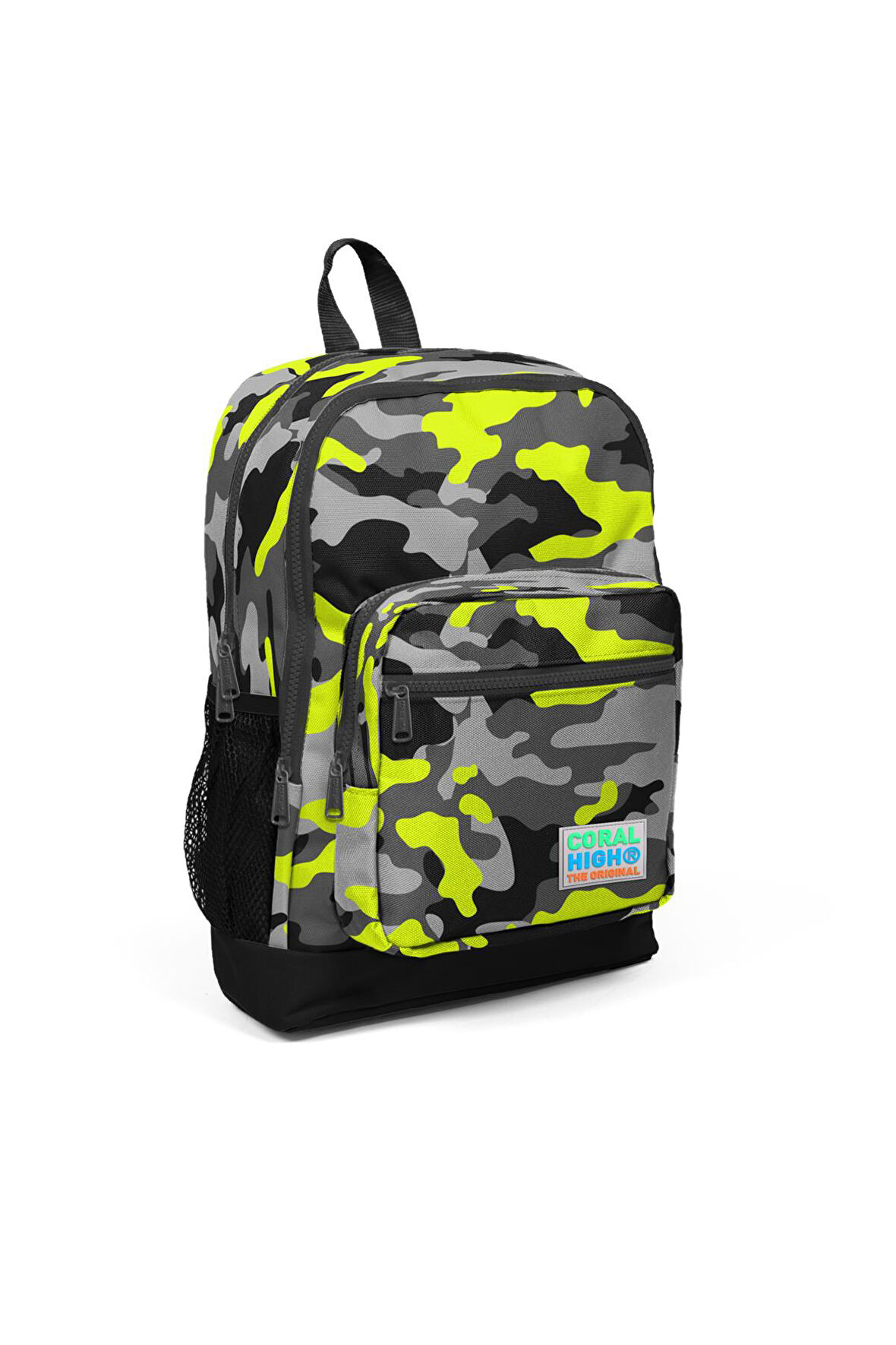 Coral High Kids Gri Kamuflaj Desenli USB Şarjlı Kulaklık Çıkışlı Okul Sırt Çantası 23291