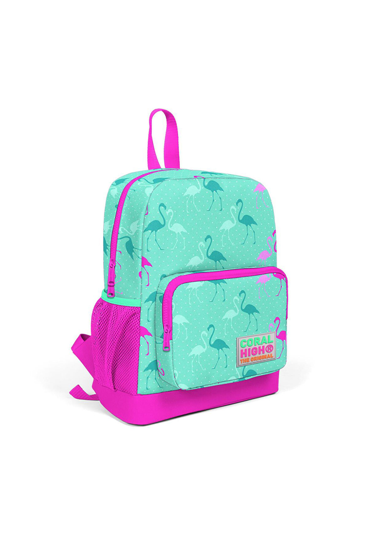 Coral High Kids Su Yeşili Flamingo Desenli İki Bölmeli İlkokul Sırt Çantası 23307