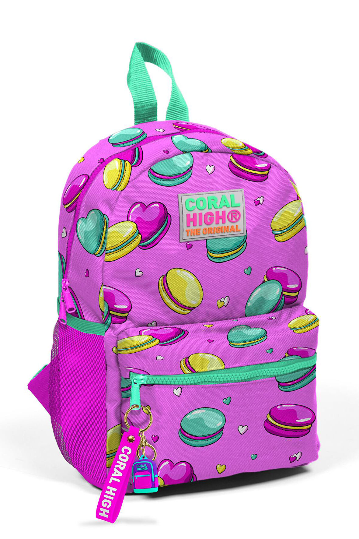 Coral High Kids Açık Pembe Makaron Desenli İki Bölmeli Yuva Sırt Çantası 23325