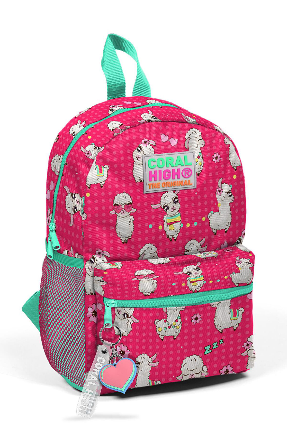 Coral High Kids Neon Mercan Alpaka Desenli İki Bölmeli Yuva Sırt Çantası 23332