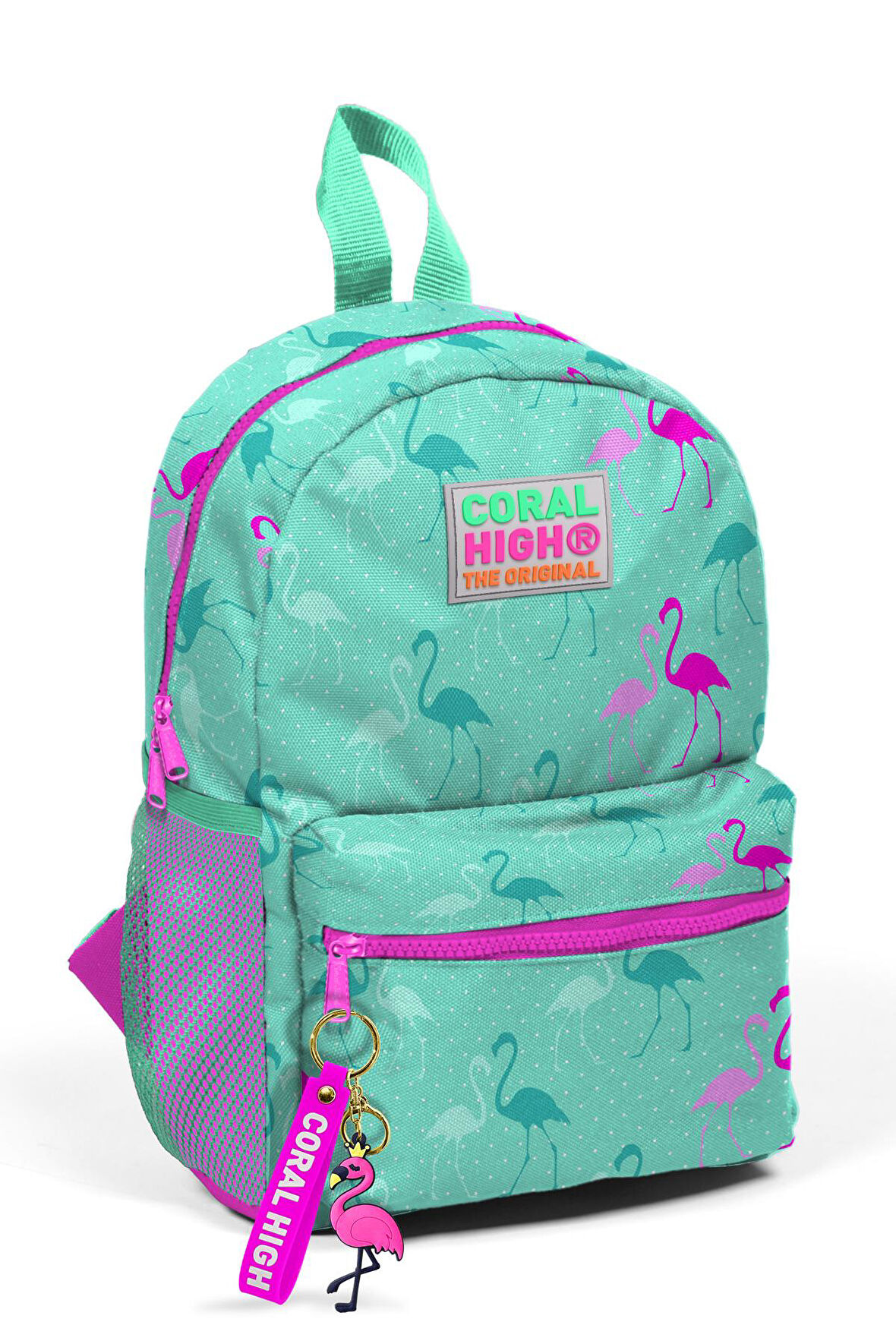 Coral High Kids Su Yeşili Flamingo Desenli İki Bölmeli Yuva Sırt Çantası 23339