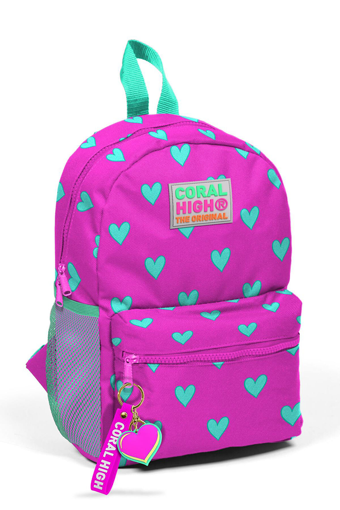 Coral High Kids Pembe Kalp Desenli İki Bölmeli Yuva Sırt Çantası 23341