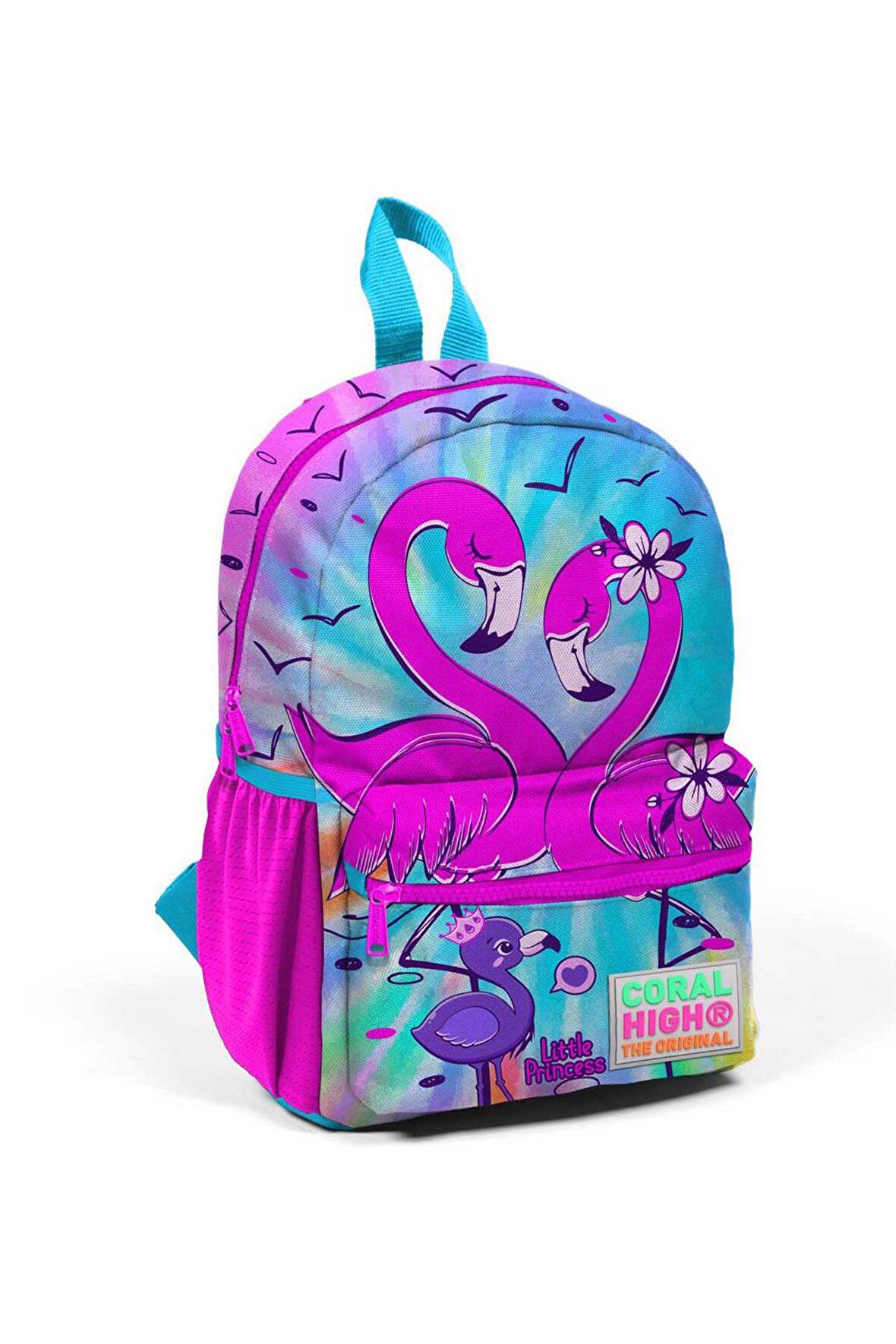 Kız Çocuk Coral High Minik Yuva Sırt Çantası Flamingo Desenli İki Bölmeli 23530