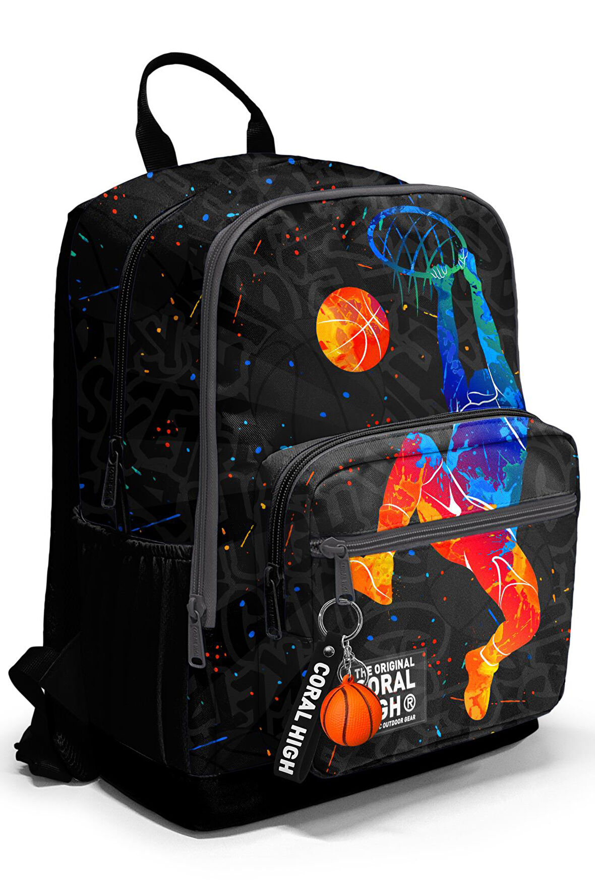 Coral High Gri Basketbol Desenli Okul Sırt Çantası 23643