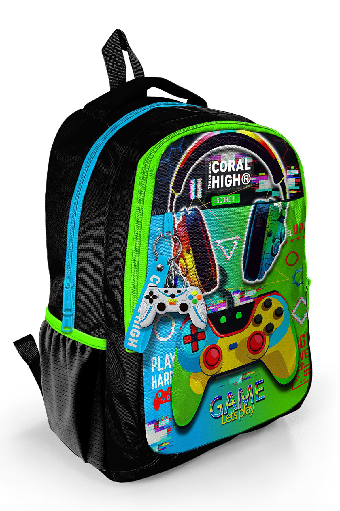Coral High Kids Kulaklık Game Desenli Üç Bölmeli Okul Sırt Çantası 23667