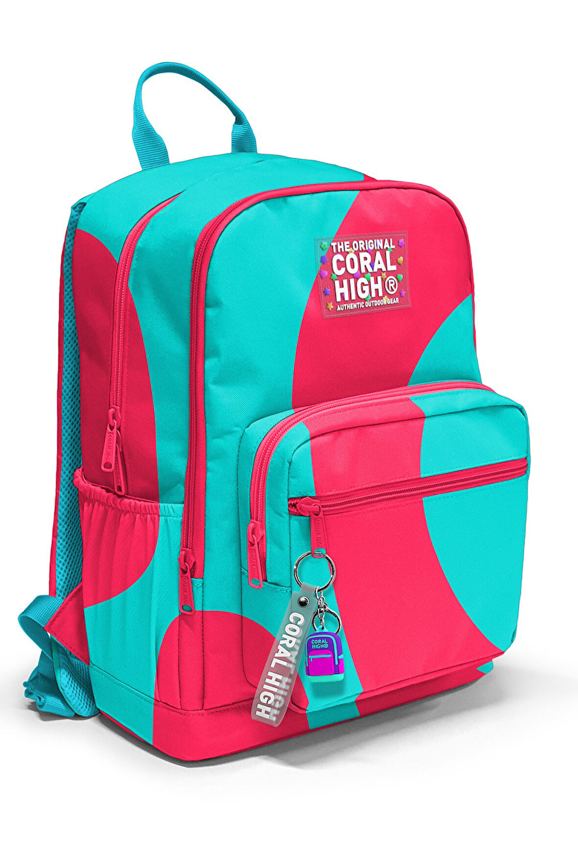Coral High Neon Mercan Turkuaz Desenli Okul Sırt Çantası 23685
