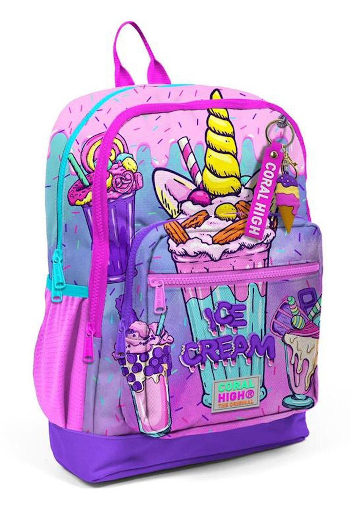 Coral High Kids Pembe Mor Milkshake Dondurma Desenli Okul Sırt Çantası 23749