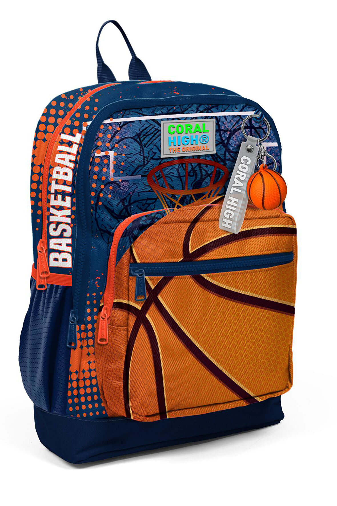 Coral High Kids Turuncu Lacivert Basketbol Desenli Okul Sırt Çantası 23766