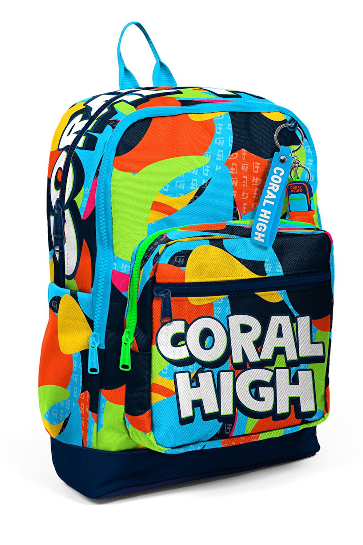 Coral High Kids Lacivert Mavi Graffiti Desenli Dört Bölmeli Okul Sırt Çantası 23777