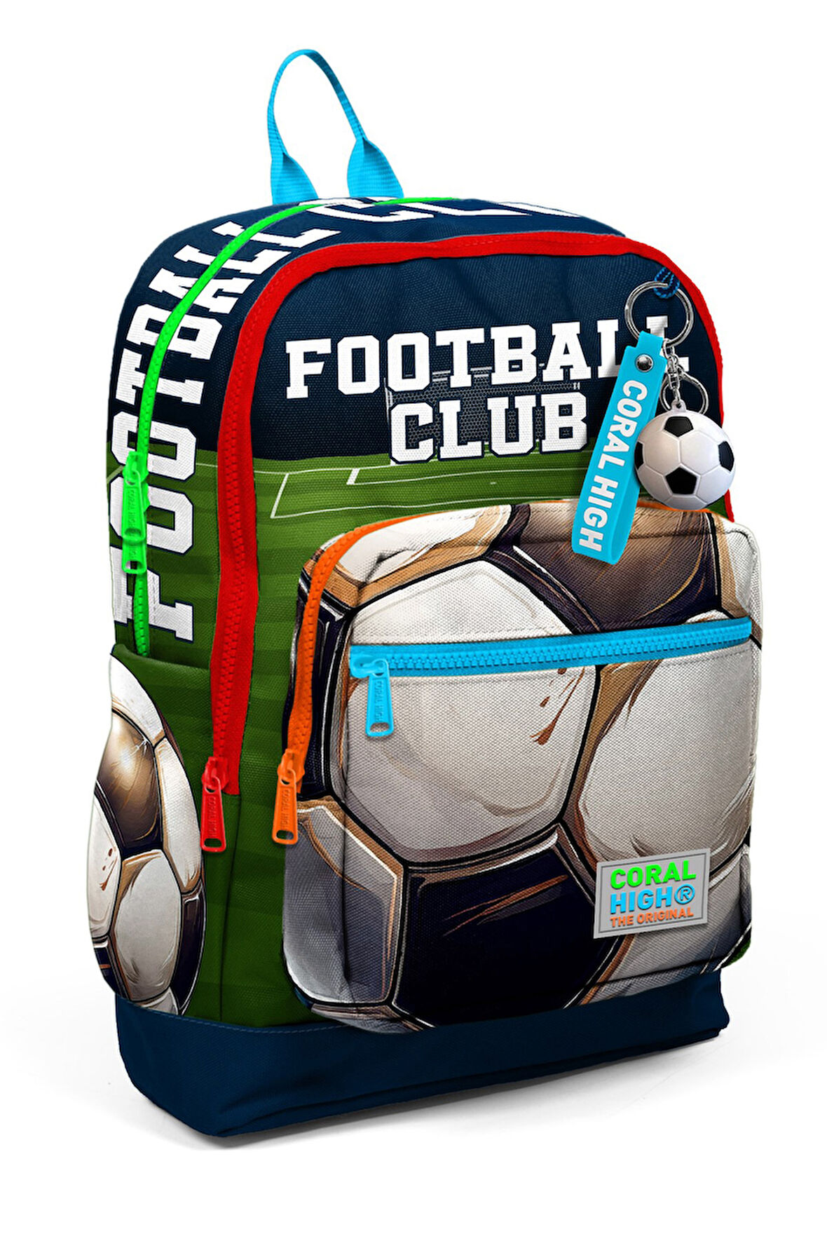 Coral High Kids Lacivert Futbol Desenli Dört Bölmeli Okul Sırt Çantası 23779