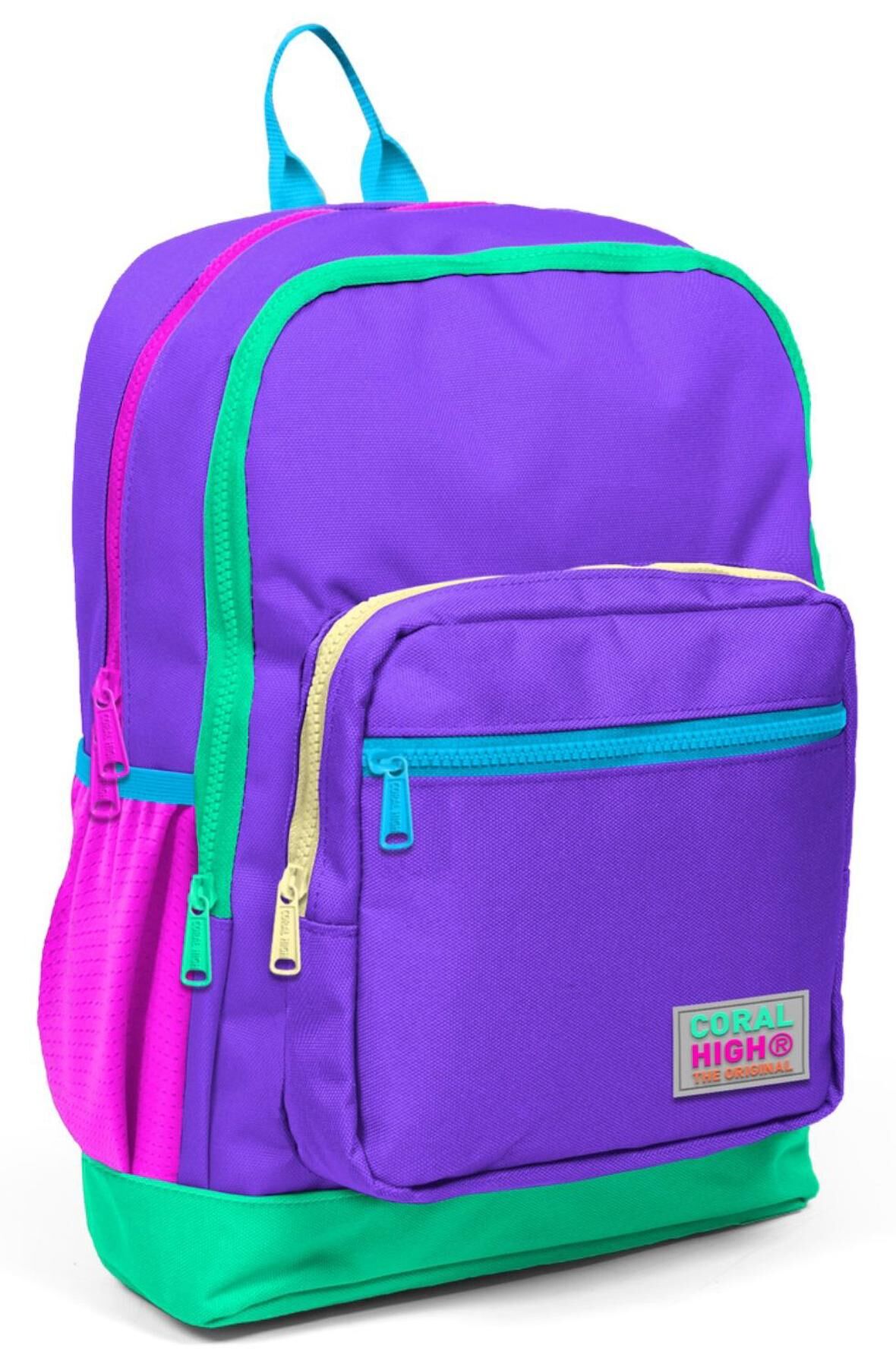Coral High Mor İlkokul ve Günlük Sırt Çantası - Kız Çocuk - USB Soketli