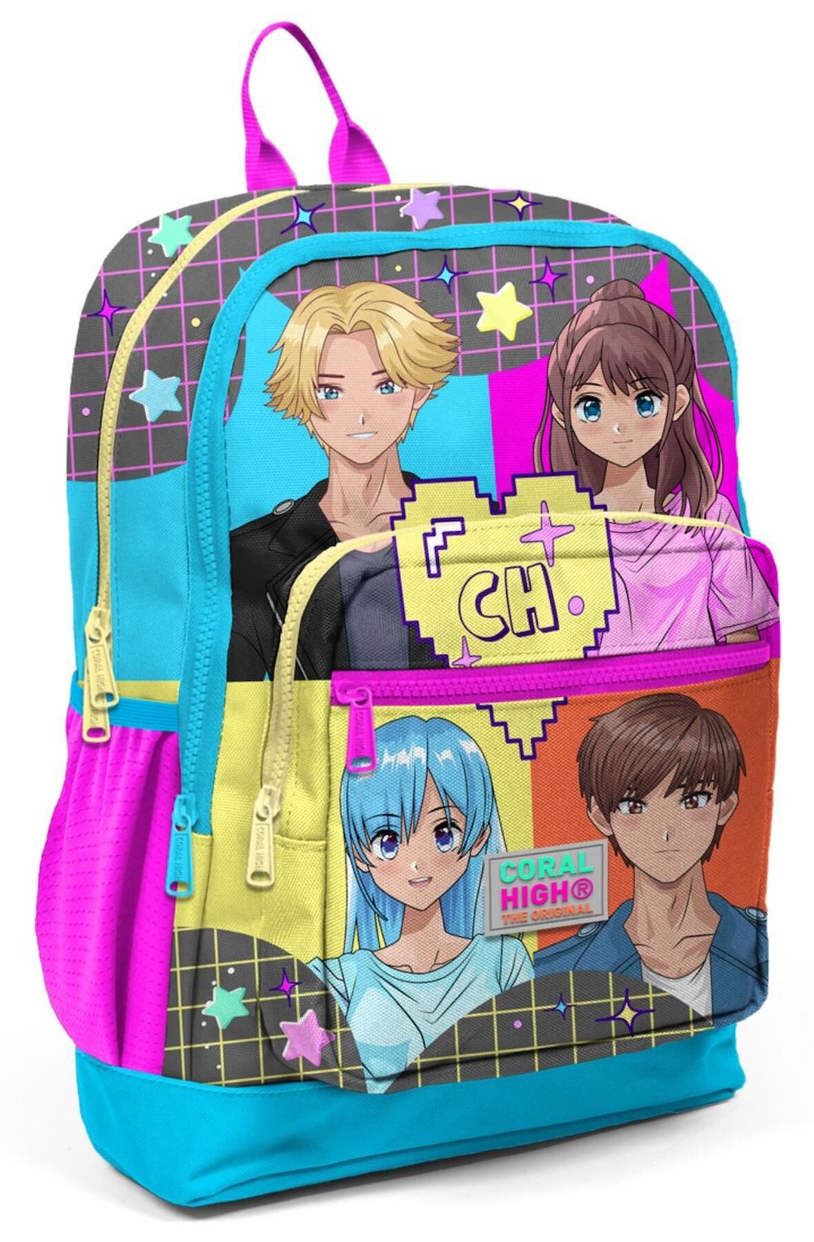 Coral High Mavi Anime İlkokul ve Günlük Sırt Çantası - Kız Çocuk - USB Soketli