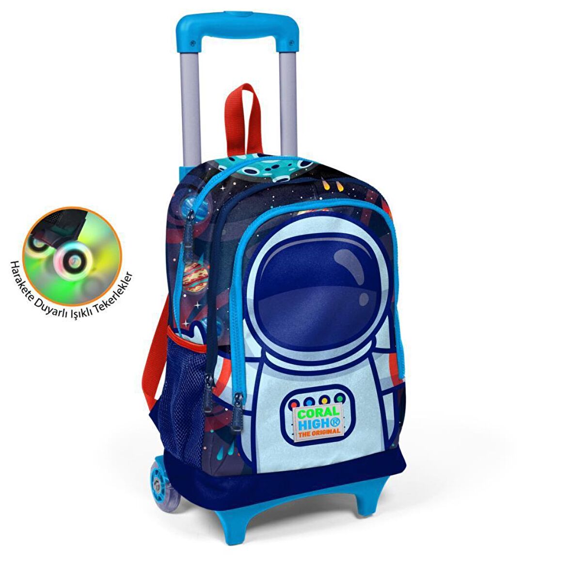 Coral High Büyük Boy Çekçekli Sırt Çantası Astronot Desen 23924
