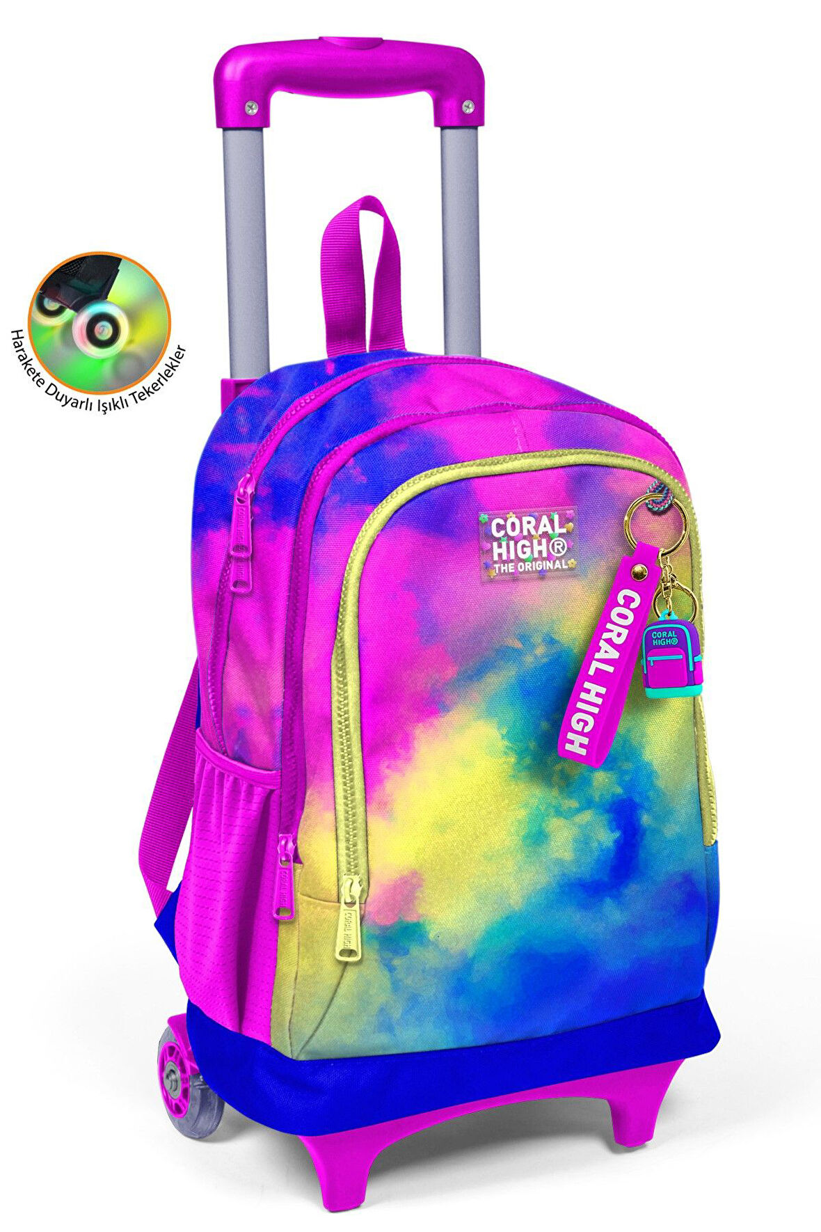 Coral High Işıklı Tekerlekli Renkli Batik Çekçek Okul Çantası - Kız Çocuk