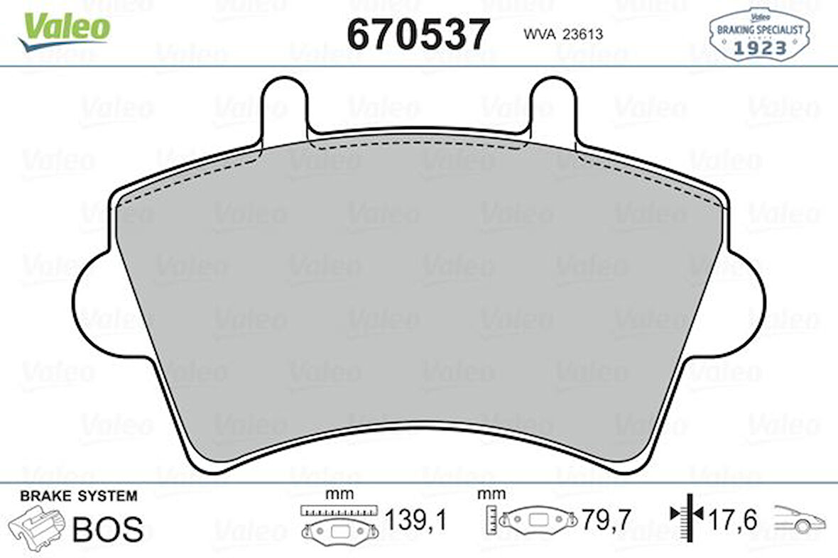 Renault On Fren Balatası Master II 01 10 Movano 01> Tum Modeller İnterstar 01> - Valeo 670537