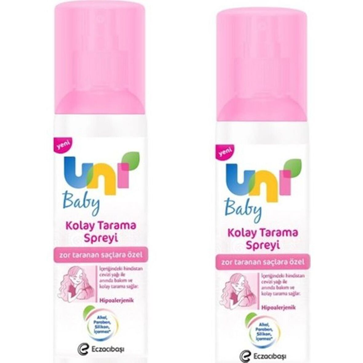 Uni Baby Zor Taranan Saçlara Özel Kolay Saç Tarama Spreyi 200 ml x 2 Adet