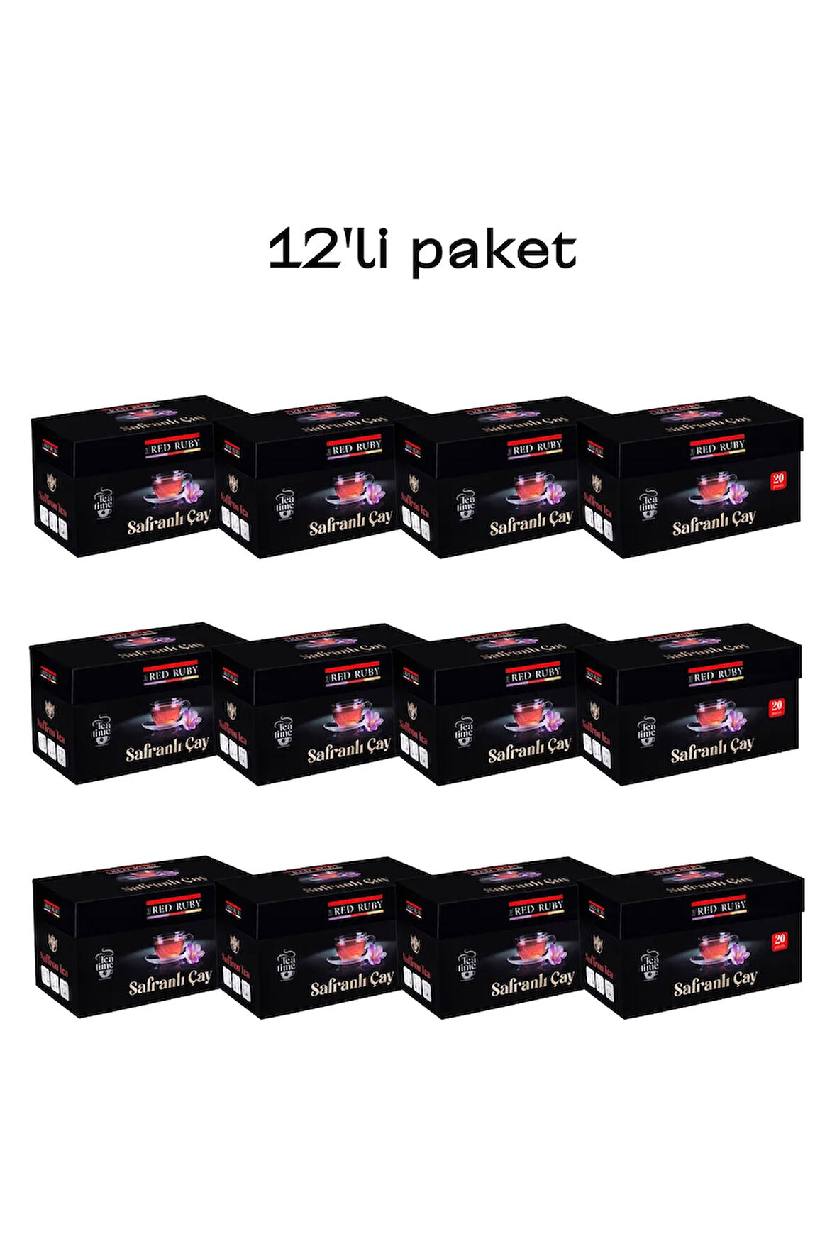 12'li PAKET SAFRANLI SİYAH BARDAK POŞET ÇAYI