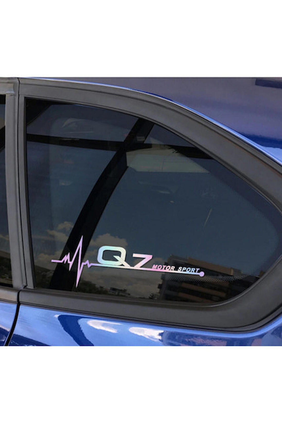 Audi Q7 Yan Cam Sticker Oto Kapı  20 Cm X 7 Cm Holo-Chroma
