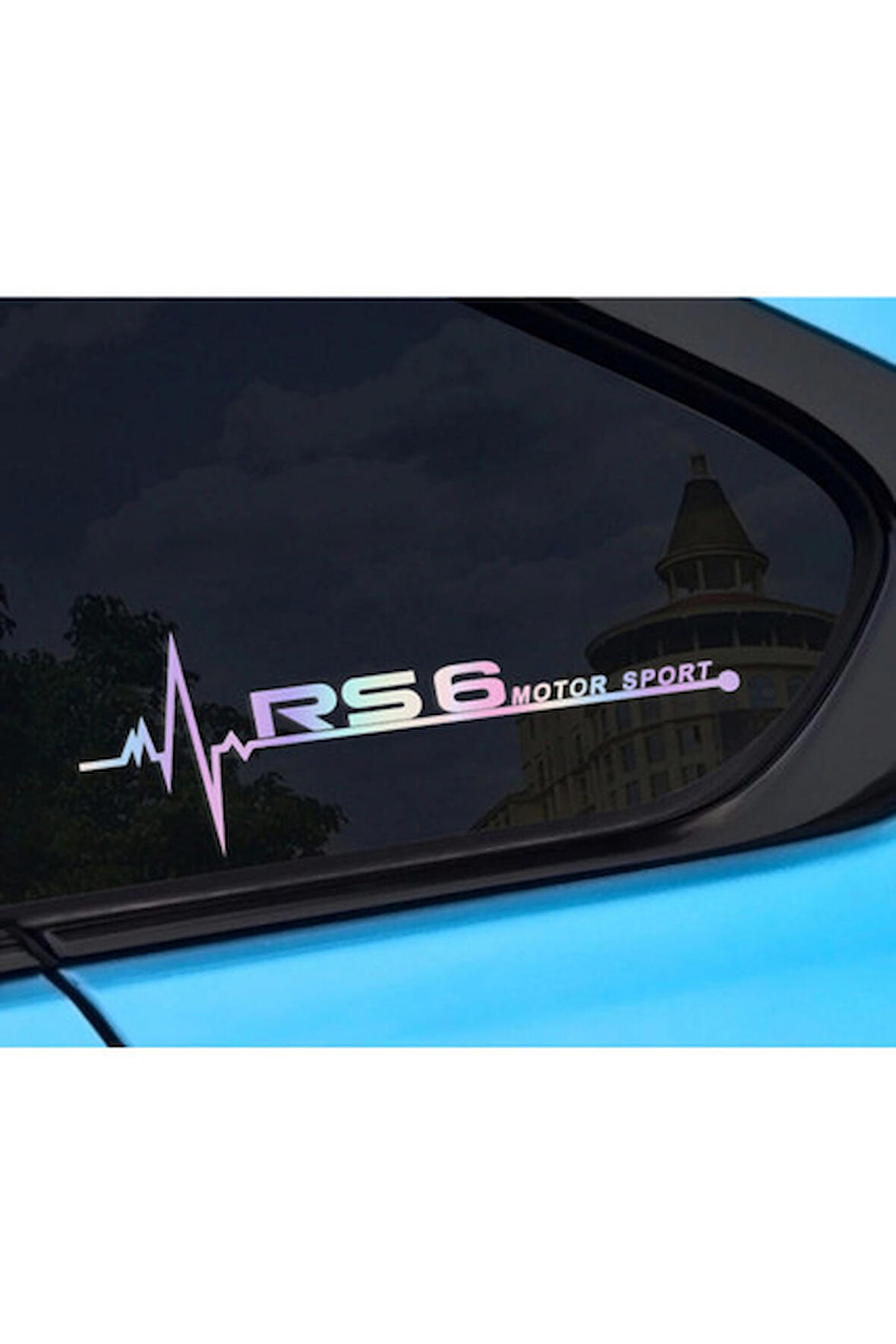 Audi Rs6 Yan Cam Sticker Oto Kapı  20 Cm X 7 Cm Holo-Chroma