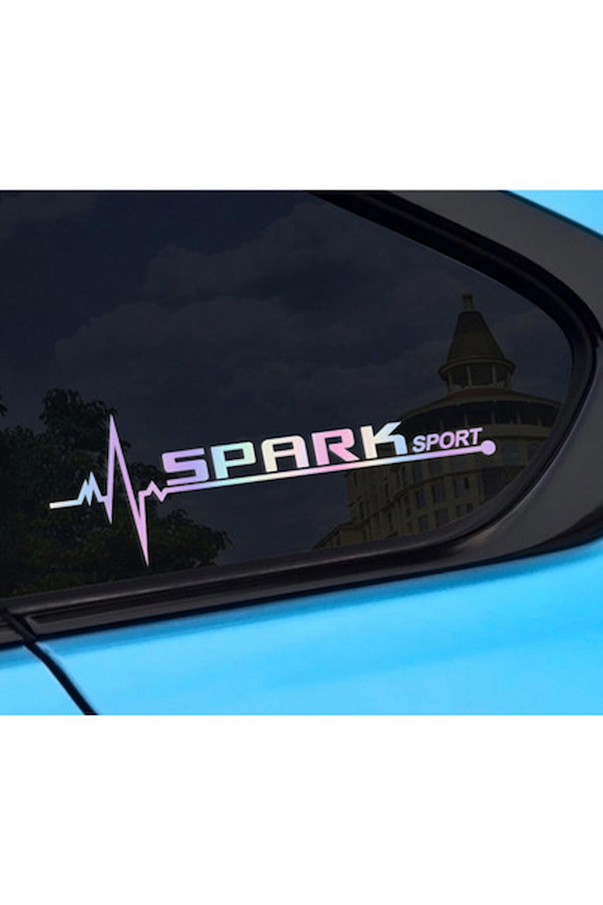 Chevrolet Spark Yan Cam Sticker Oto Kapı  20 Cm X 7 Cm Holo-Chroma