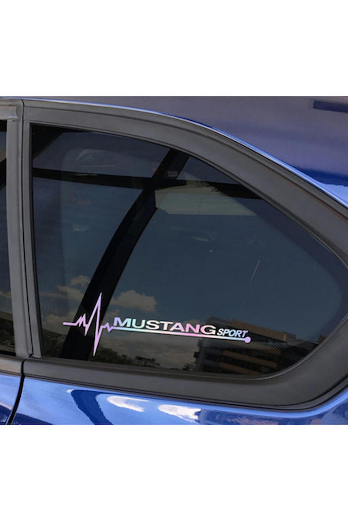 Mustangs Yan Cam Sticker Oto Kapı  20 Cm X 7 Cm Holo-Chroma