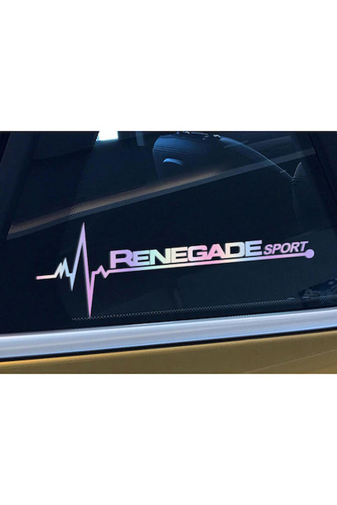 Jeep Renegade Yan Cam Sticker Oto Kapı  20 Cm X 7 Cm Holo-Chroma