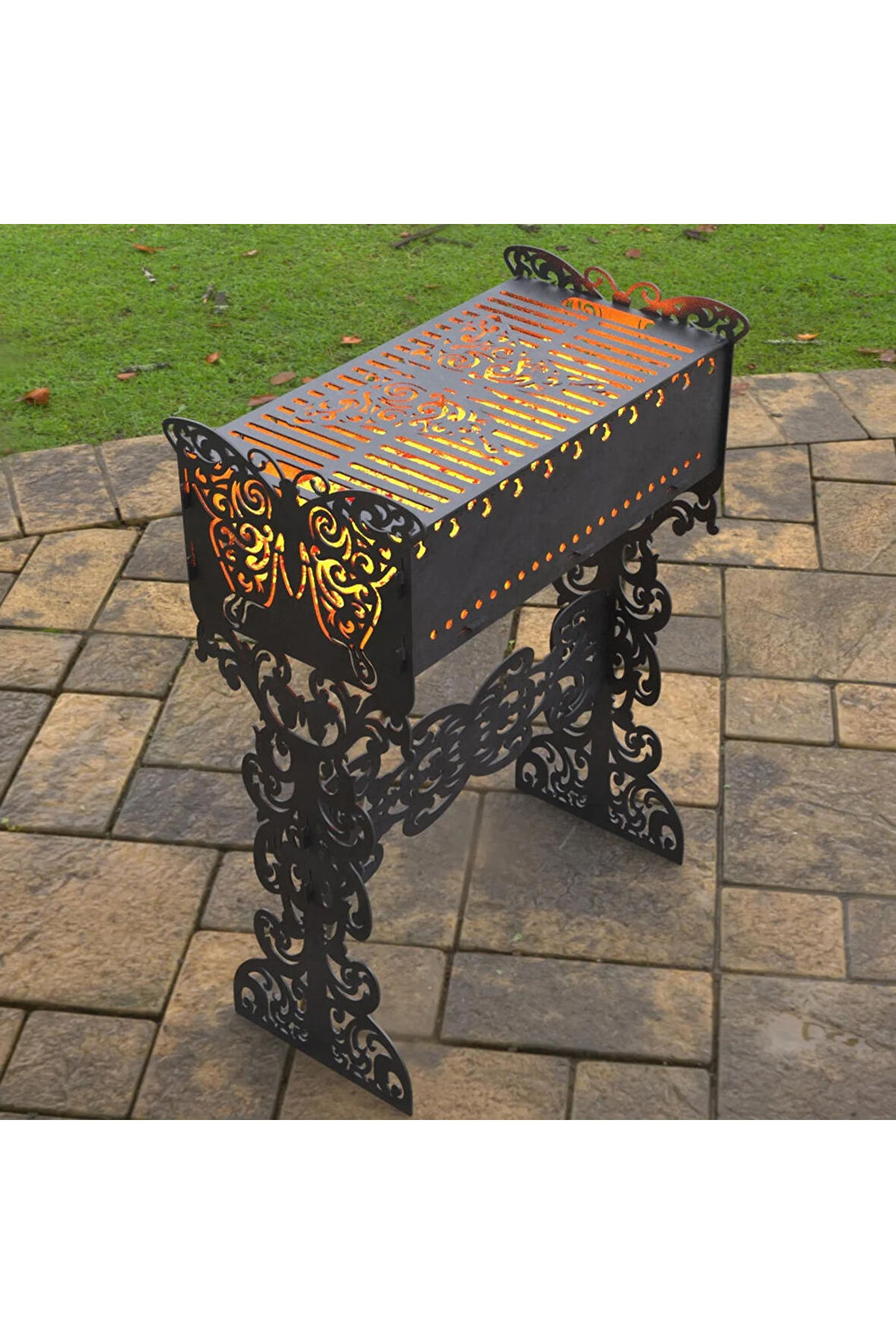 Kelebek Desenli Portatif Bahçe Mangalı