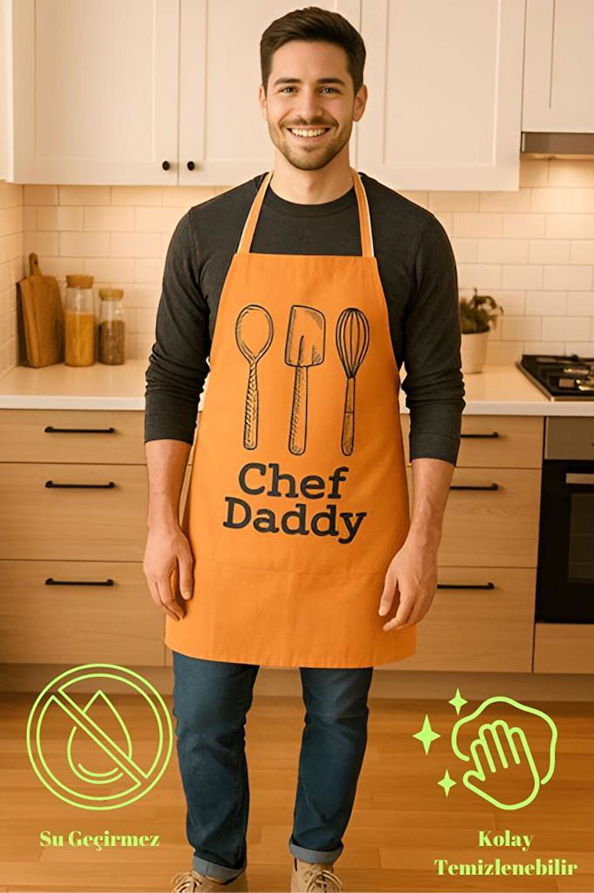 Chef Dady Sıvı Geçirmez Mutfak Önlüğü Leke Tutmaz, Sıvı Geçirmez, Kolay Temizlenebilir Önlük