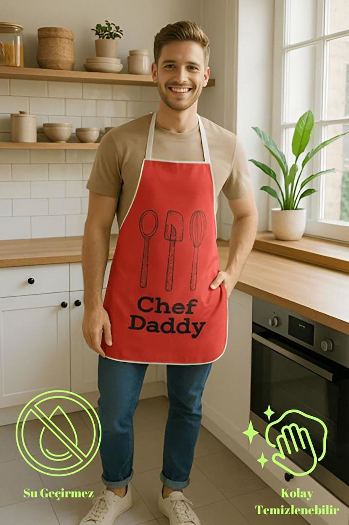 Chef Dady Sıvı Geçirmez Mutfak Önlüğü Leke Tutmaz, Sıvı Geçirmez, Kolay Temizlenebilir Önlük