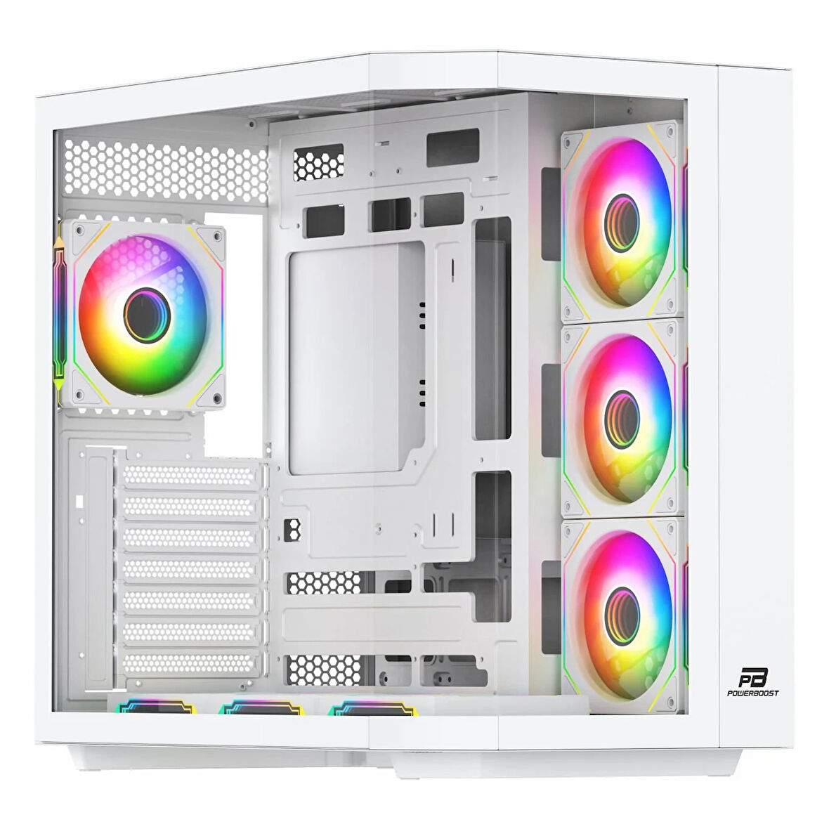 PowerBoost PB-A4375W 750W 80+ Bronz USB 3.2 ARGB ATX Mid Tower Beyaz Kasa