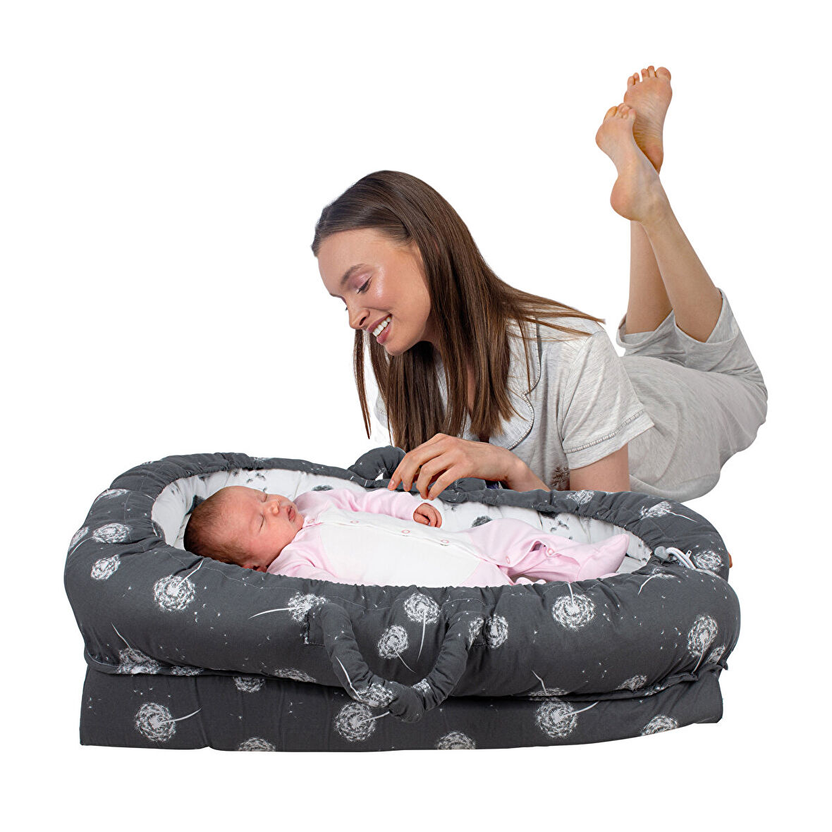 Sevi Bebe Anne Yanı Bebek Reflü Yatağı Gri
