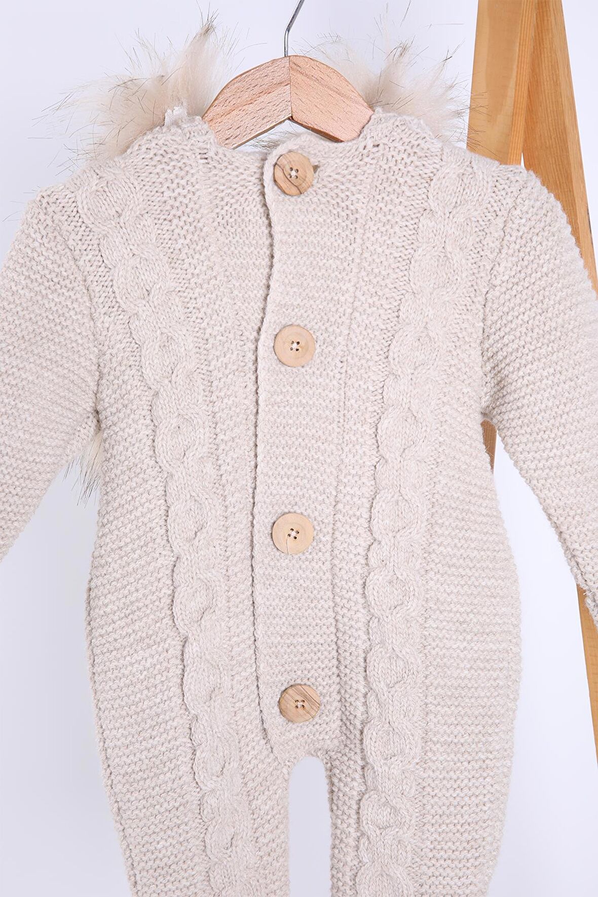 Babyhola %100 Kalın Triko İçi Velsoft Tulum Kız Erkek Bebek Çocuk Kapüşonlu Kışlık Dış Tulum 5713