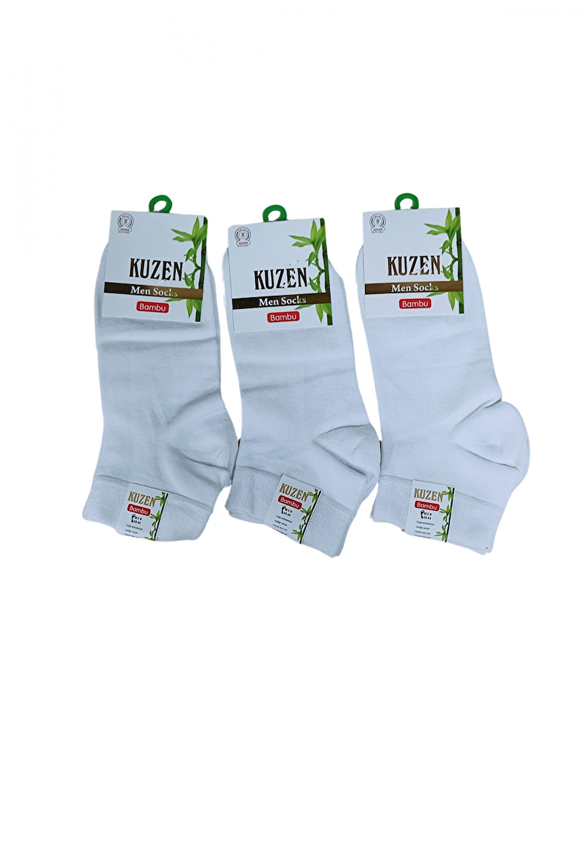 Kuzen Dikişsiz Yarım Konç Beyaz Bambu Erkek Çorap 12 Adet