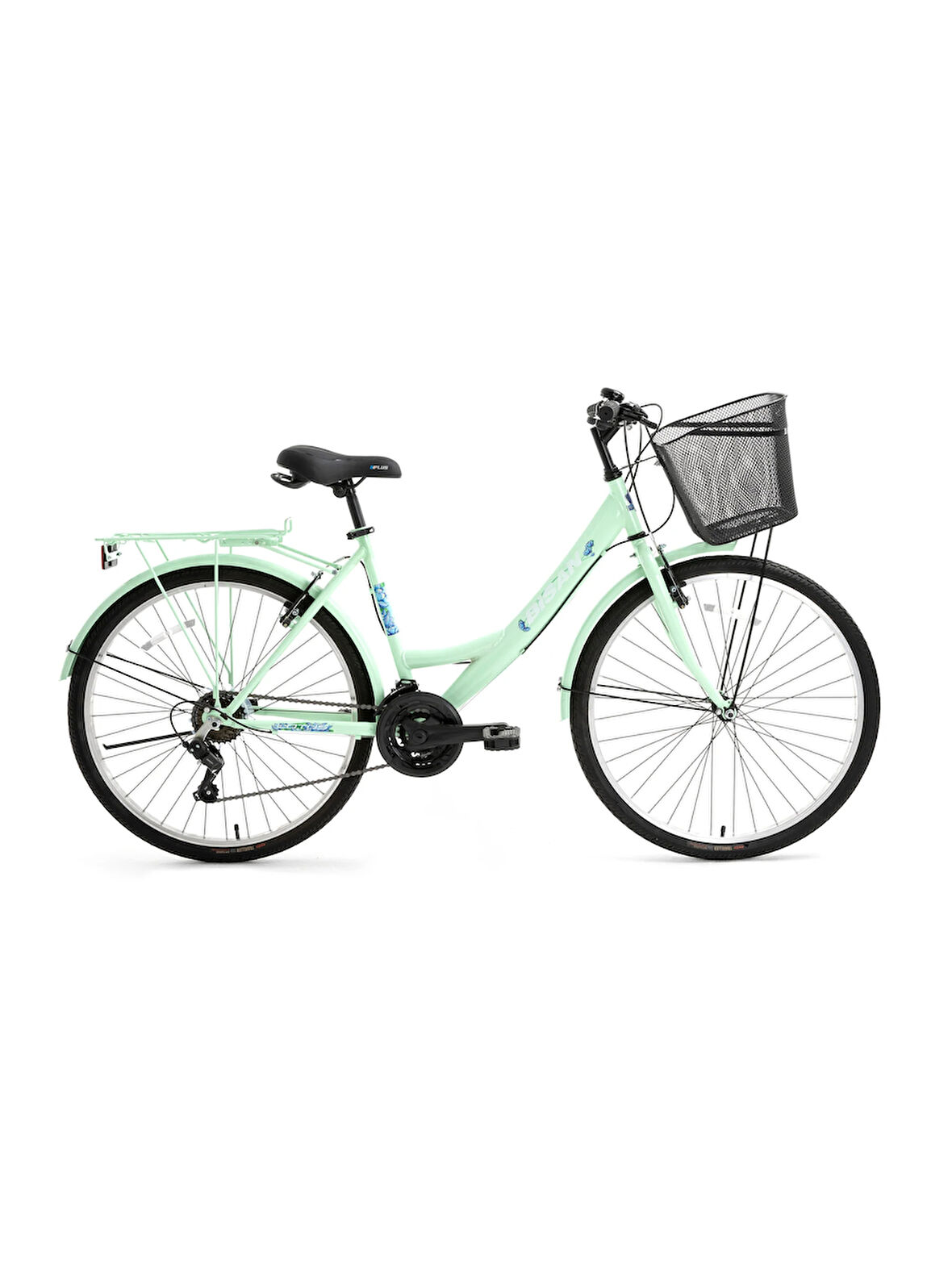 Bisan Lotus 24 V Fren 21 Vites 24 Jant Kadın Şehir Bisikleti Mint Yeşili Beyaz 34 Kadro