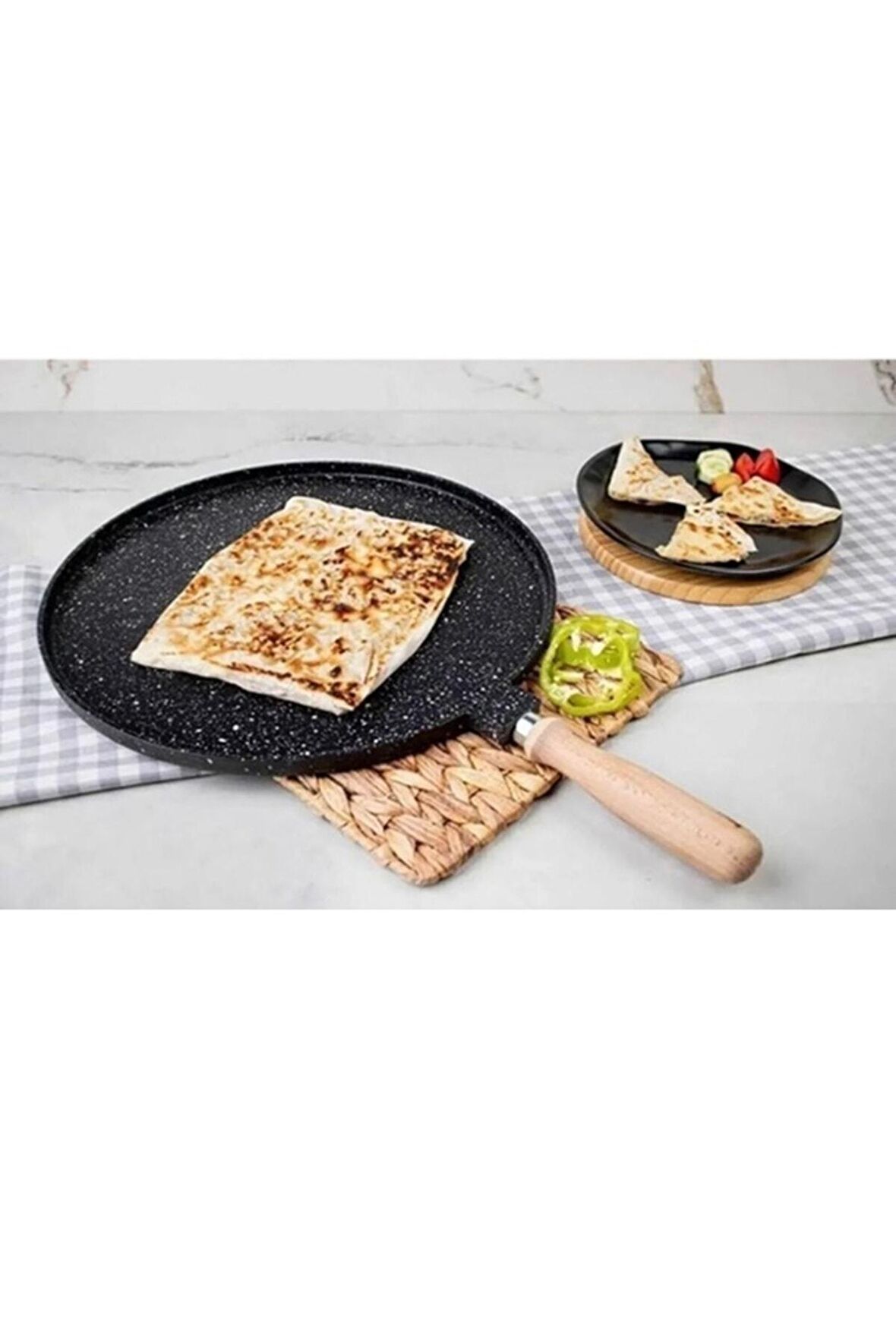 Hanımeli Döküm Granit Gözleme & Kızartma Tavası 36cm