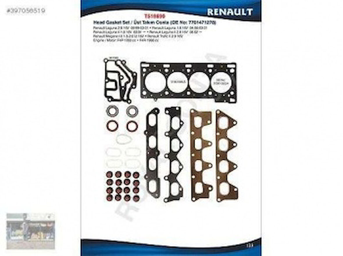 Renault Ust Takım Contası Silindir Kapaklı Subap Lastıklı Keceli Laguna II 1,8 / 2,0 16v F4r - Royal T518690