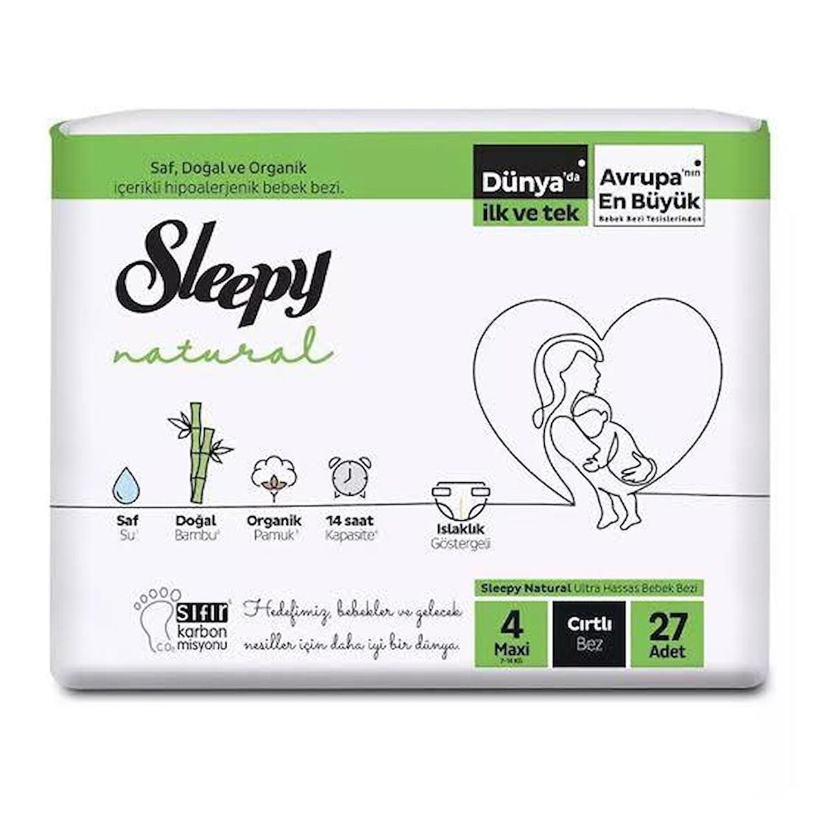 Sleepy Natural 4 Numara Maxi 27'li Cırtlı Bez