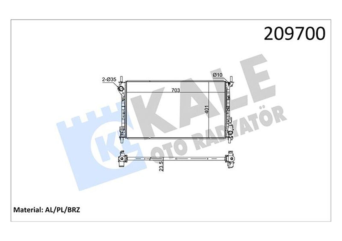 Ford Motor Su Radyatoru Connect 1,8tdci 75ps / 90ps / 110ps 02 /> Klimalı / Klimasız - Kale 0223311ab