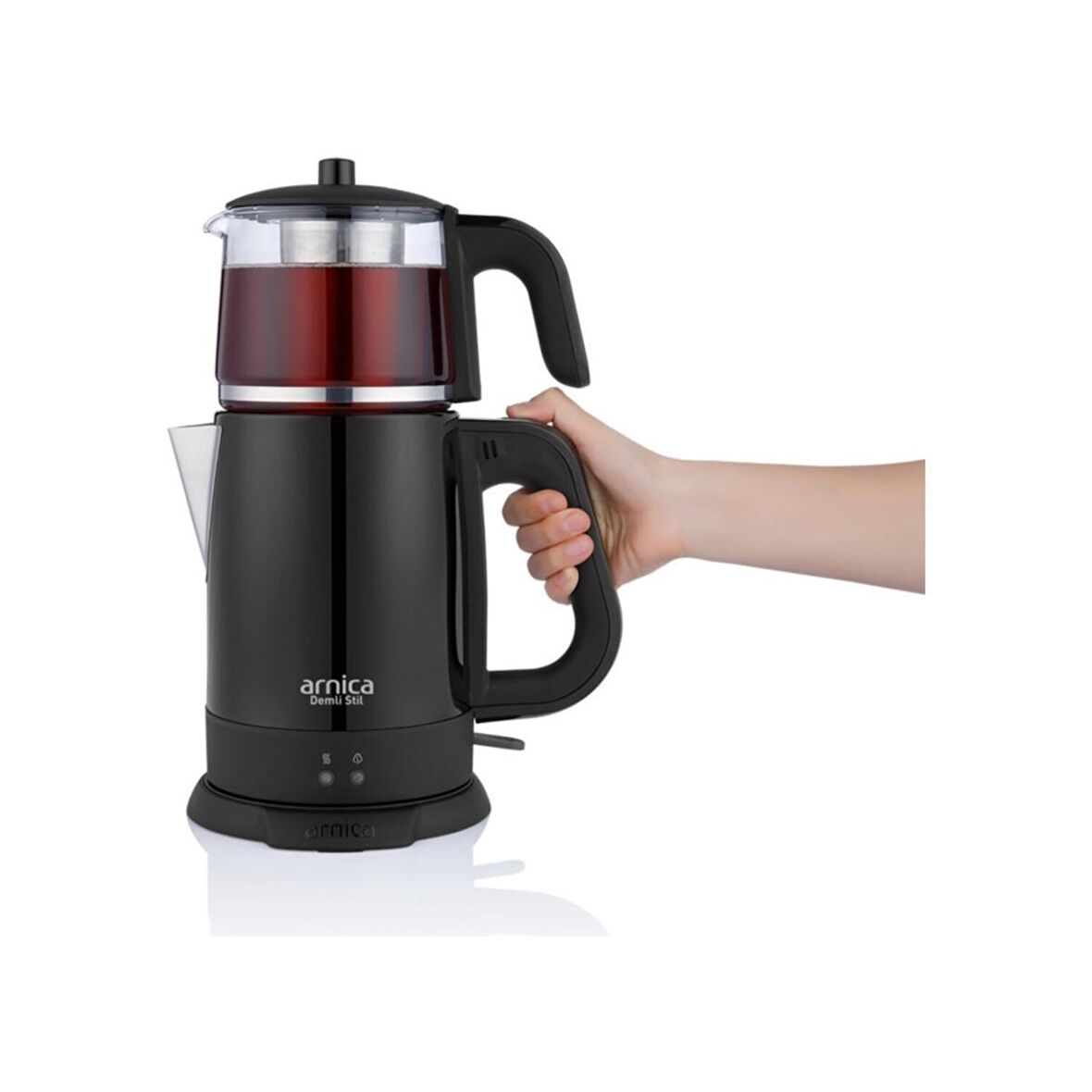 ARNİCA IH33205 DEMLİ STİL CAM ÇAY MAKİNESİ - SİYAH