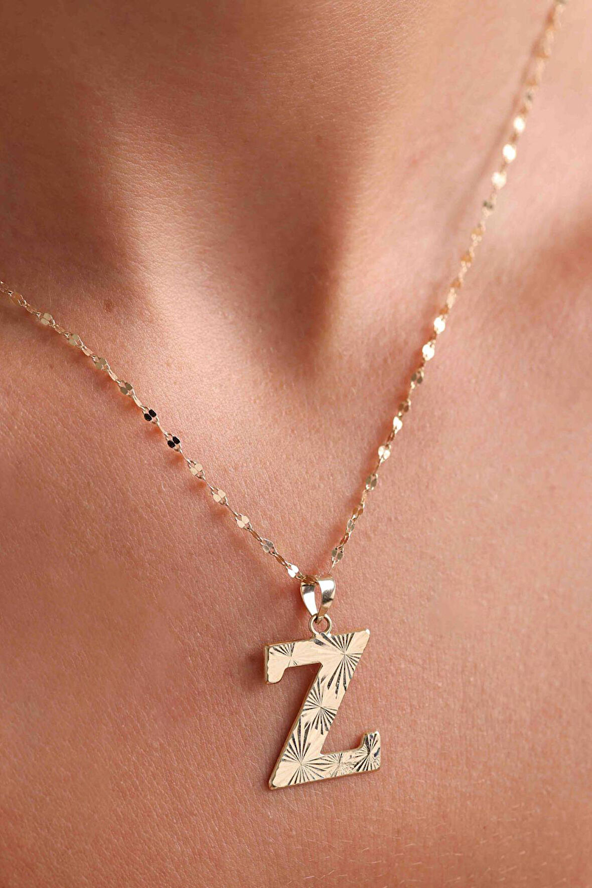 14 Ayar Altın Z Harf Füzyon Kolye