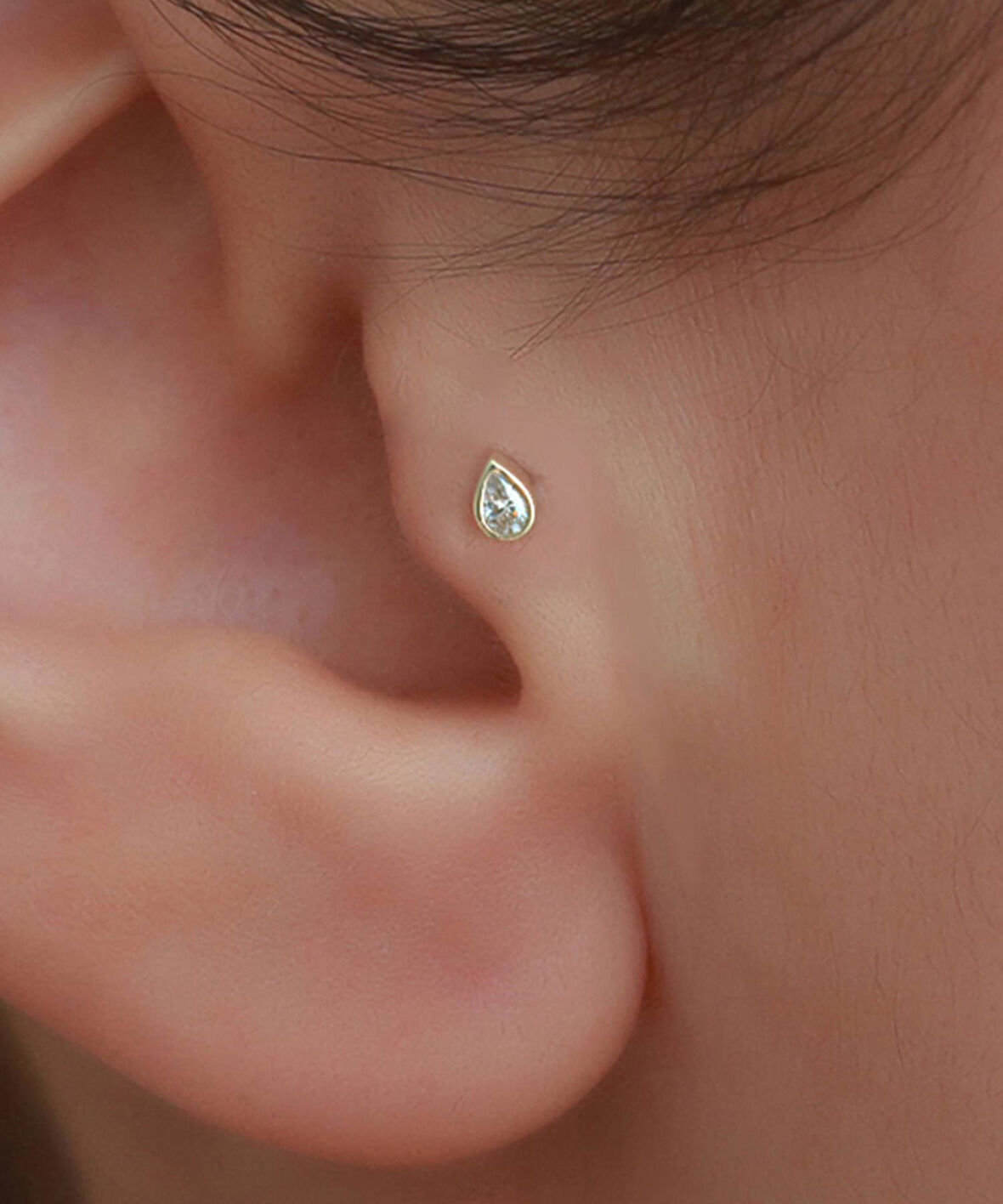 14 Ayar Altın Damla TaşTragus Piercing