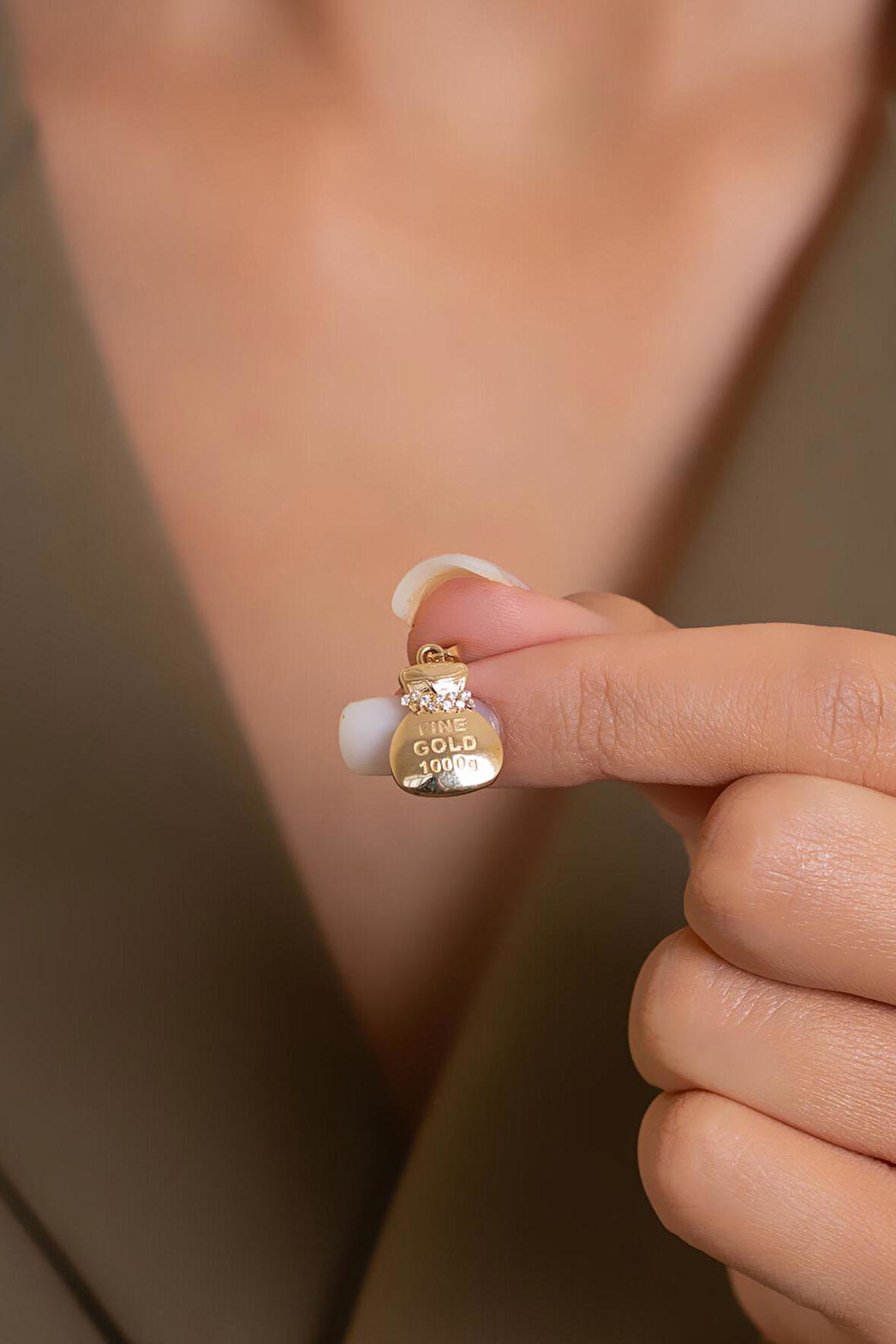 14 Ayar Altın Kese Kolye Ucu