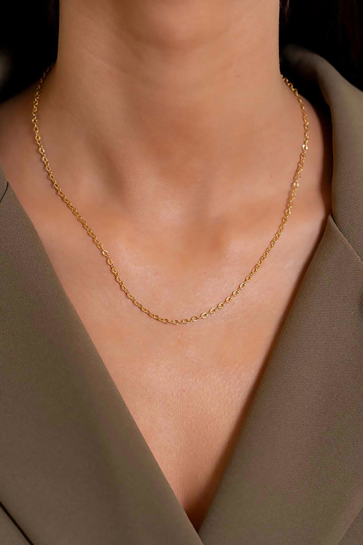 14 Ayar Altın Kalemli Zincir Kolye