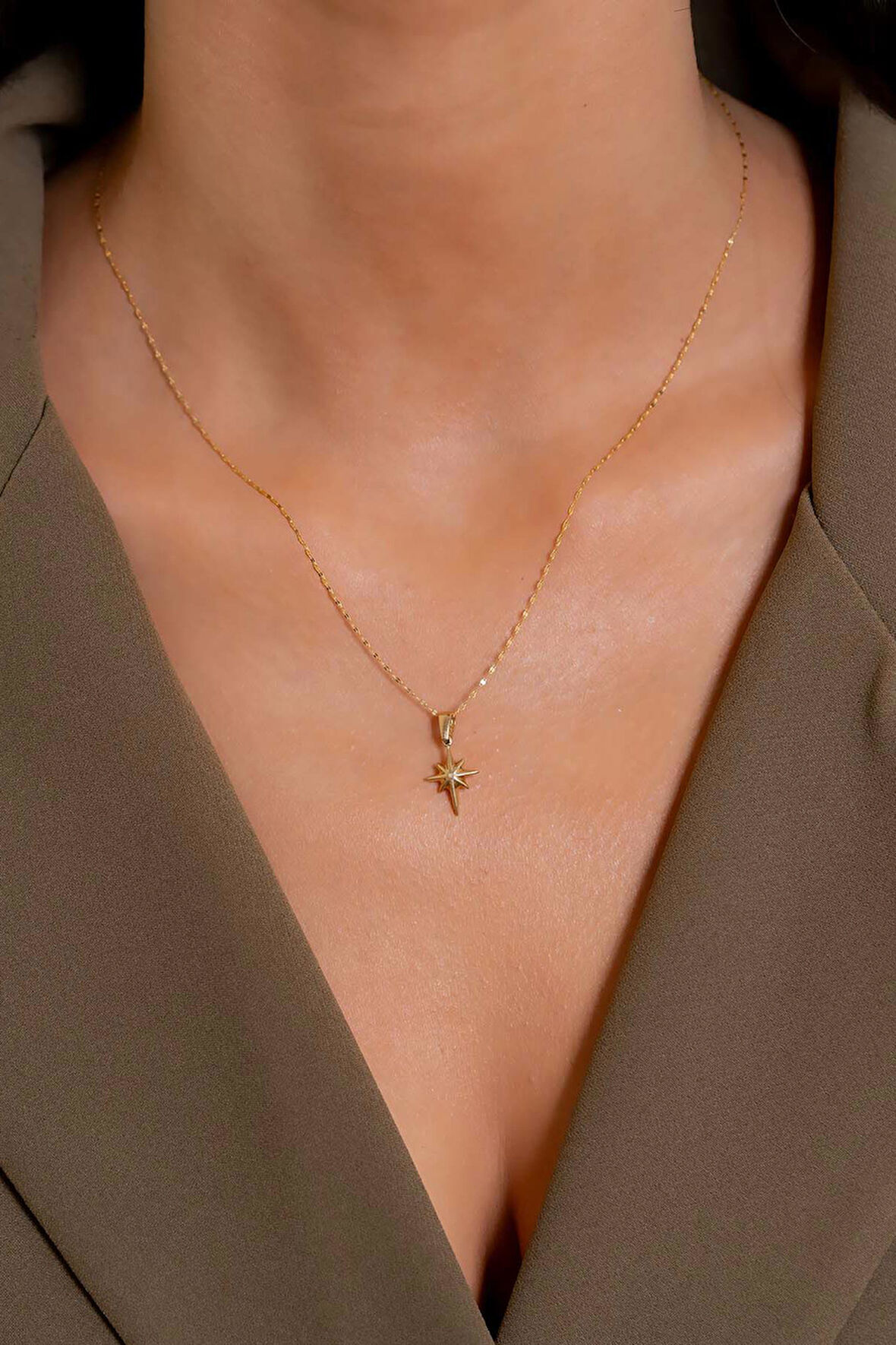 14 Ayar Altın Kuzey Yıldızı Kolye