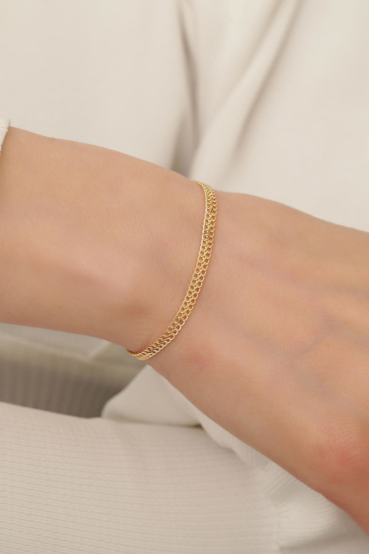 14 Ayar Altın Kalın Viyana Zincir Bileklik