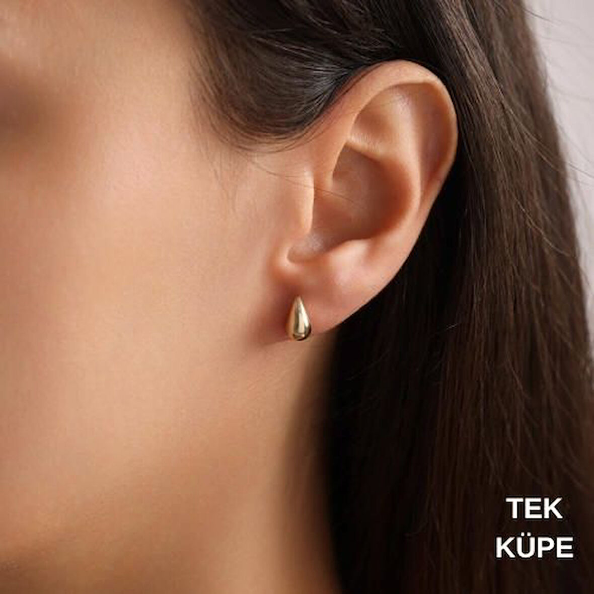 14 Ayar Altın Mini Tekli Damla Küpe